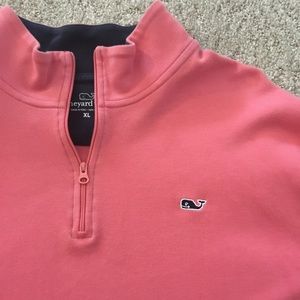 Mens Vineyard Vines Quarter Zip XL Salmon, Pink